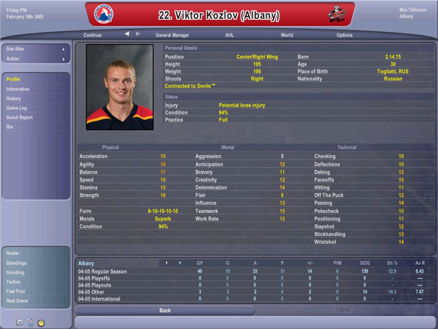 Foto do jogo NHL Eastside Hockey Manager 2005