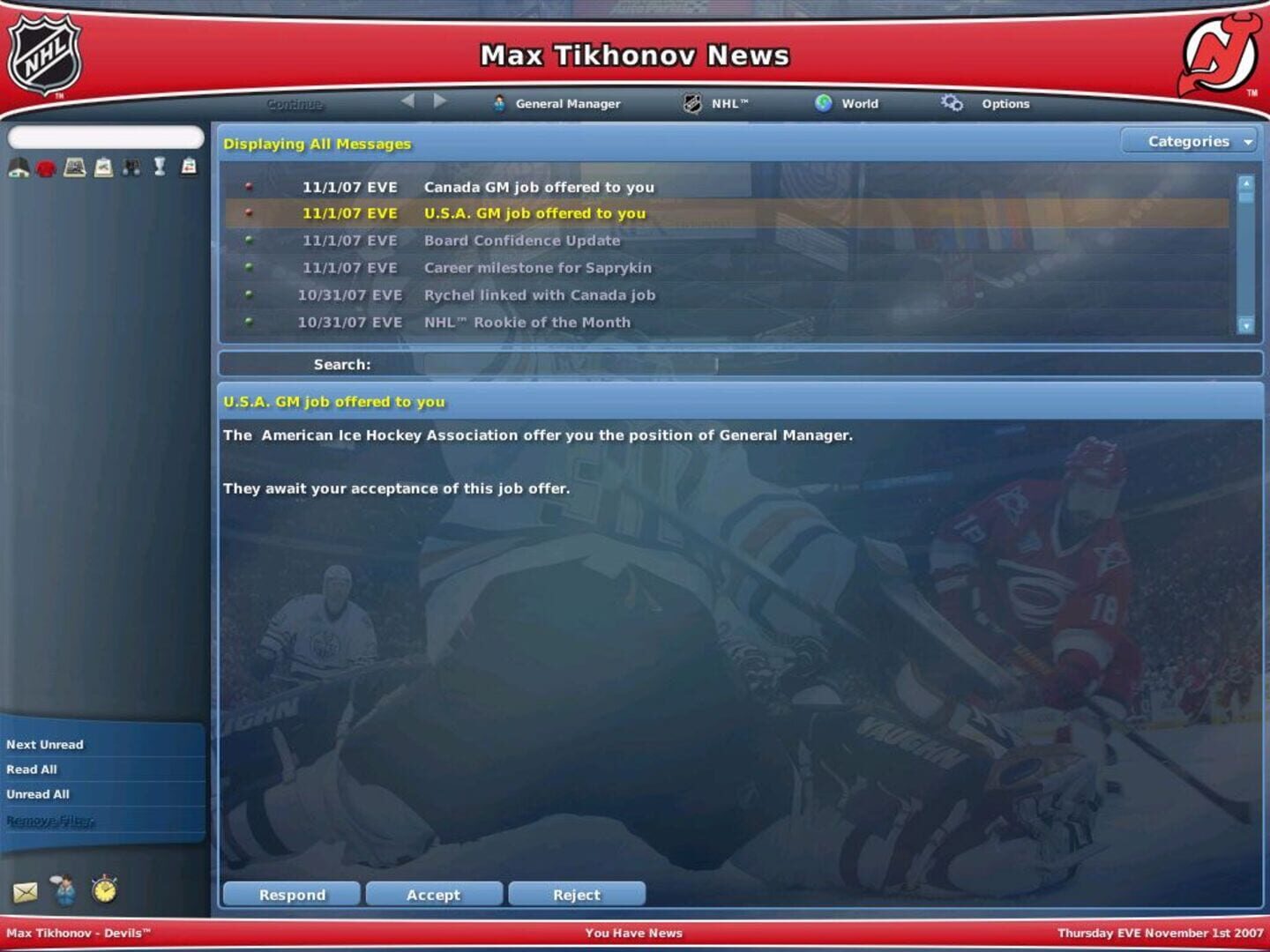 Foto do jogo NHL Eastside Hockey Manager 2007