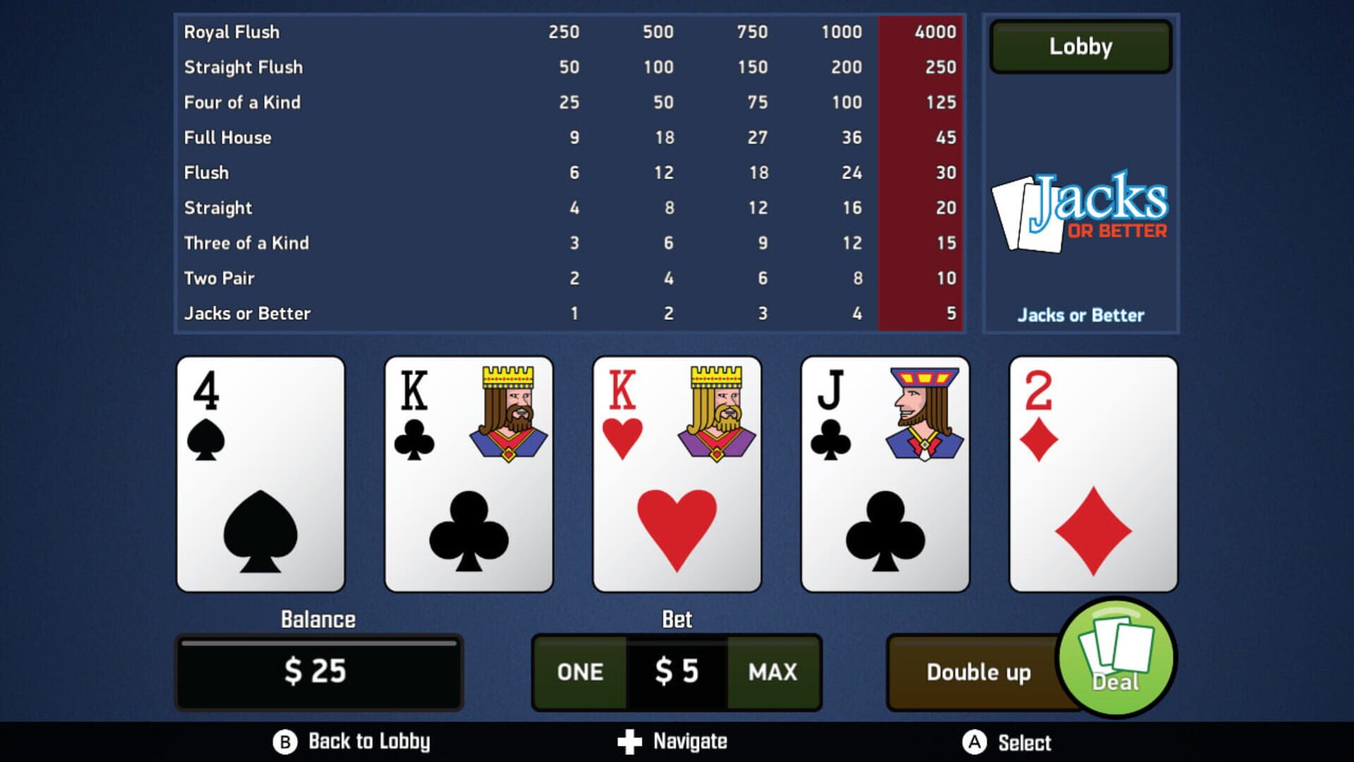 Foto do jogo Jacks or Better: Video Poker