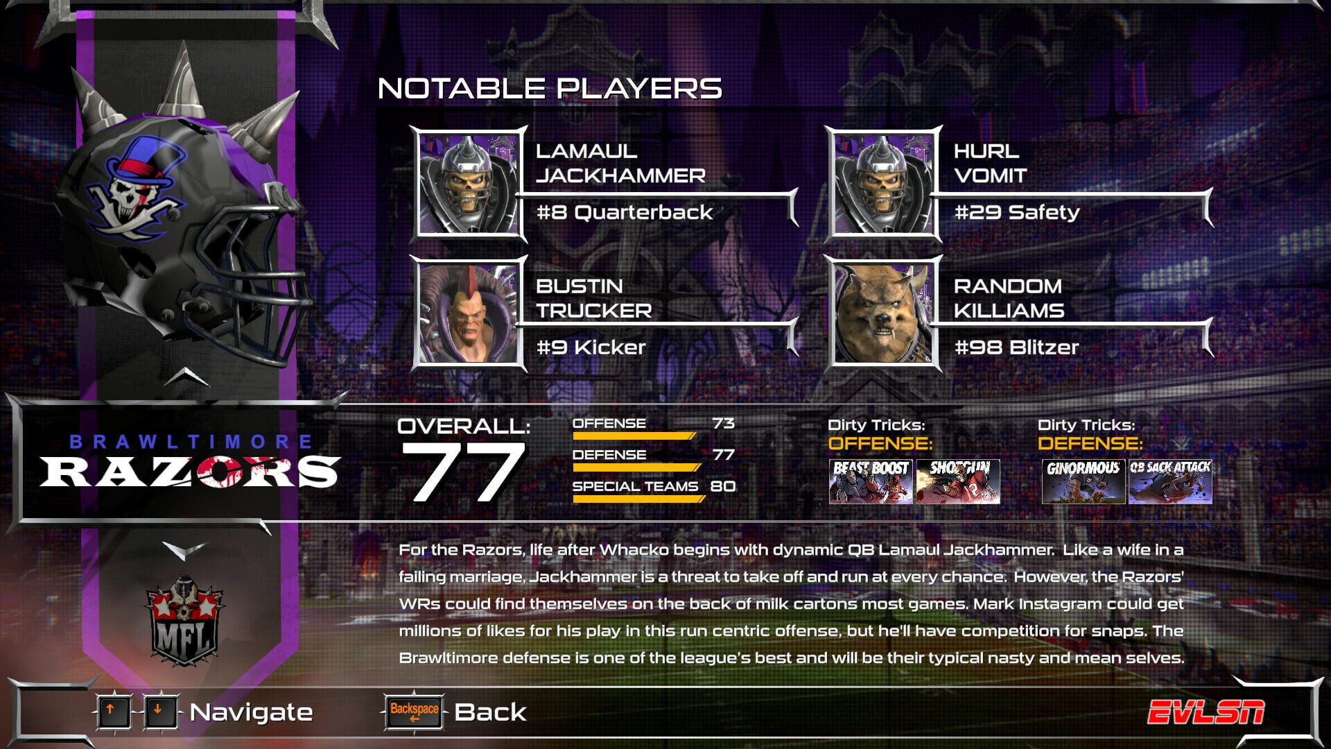 Foto do jogo Mutant Football League: Brawltimore Razors