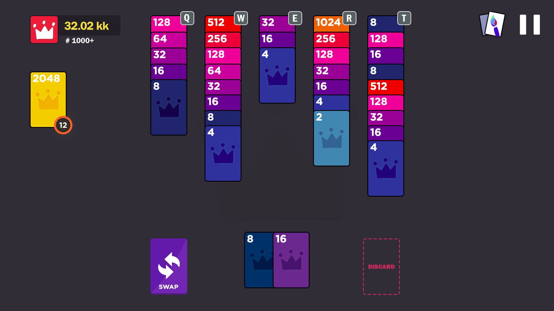 Foto do jogo 2048 Royal Cards
