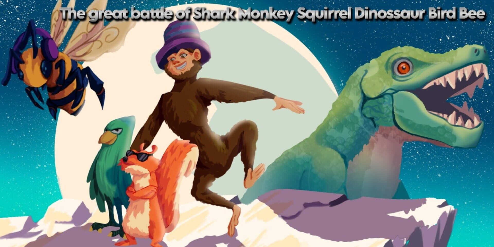 Foto do jogo The Great Battle of Shark Monkey Squirrel Dinossaur Bird Bee