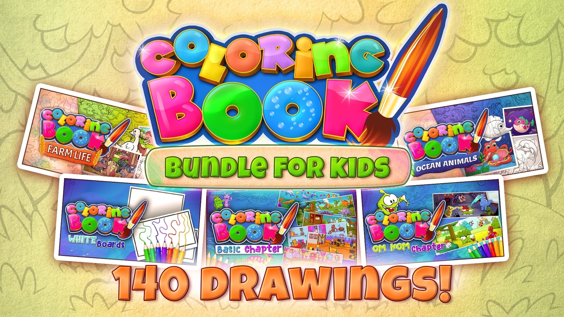 Foto do jogo Coloring Book: Bundle For Kids - 140 drawings